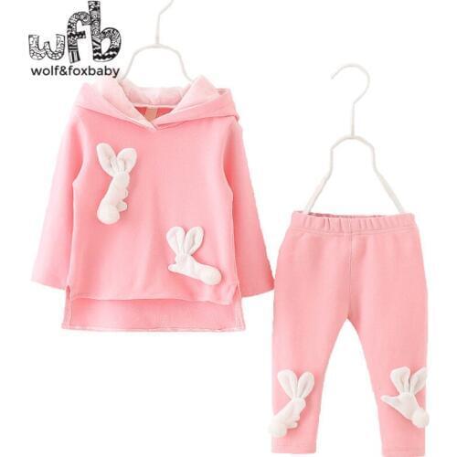 Retail 0-3 years childrens suits cotton cartoon two-piece suit girl spring fall autumn