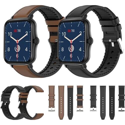 Silicone+Leather Strap For Colmi P8 Plus Bracelet Smart Watch Band For COLMI P8 Plus SE P12 P9 V23 20mm Replacement Wristband