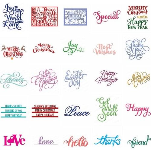 Mix Letter Sentence Words Alphabet Merry Christmas Happy Love Thanks Metal Cutting Dies Diy Decorate Cards Scrapbook Craft 2021