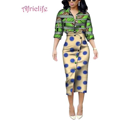 Sexy Lady Skirt Suit Summer Newest Type Long Sleeve Shirt and Slim Mid-Calf Two Pieces Popular Matching Sets WY7151