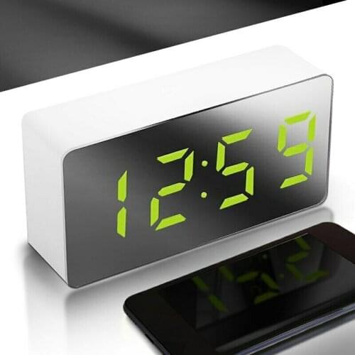 LED Electric Digital Alarm Clock USB Charging Mirror Temperature Display Kids Multifunctional Clock Home Decor