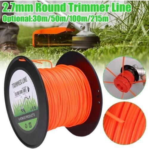 2.7mm 50m/215m Mowing Nylon Rope Line Strimmer Brushcutter Trimmer Long Round Roll Square Grass Trimmer Head Nylon line