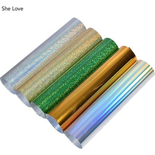 Chzimade 30x25cm Heat Transfer Laser Fabric Vinyl Glitter PVC Decorative Materials For T-shirt Clothing Sewing Accessories