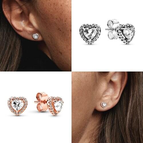 SCALLOPED Sparkling Crystal Elevated Heart Stud Earrings Luxurious Cubic Zirconia Women Fashion Jewelry Brincos