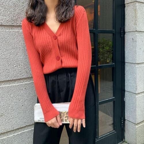 New Women Autumn Winter V Neck Long Sleeve Knitwear Cardigan Buttons Warm Knitted Coat Sweater