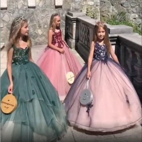 2020 Black Special V-neck Tulle Girl Dresses Long Ball Gowns Wedding Dress vestido de novia ET0410