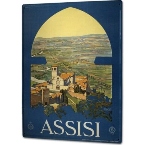 Tin Sign Retro Art Metropole Assisi Italy