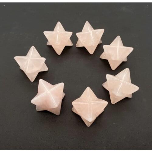 1pcs 40mm Natural Quartz Crystal merkaba star Pink crystal Healing Chakra Eight-Pointed Star home decoration gift