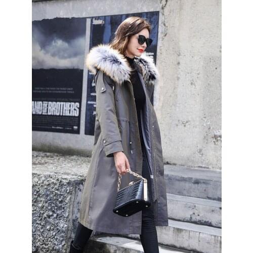 2020 Real Coat Female Rabbit Liner Warm Parka Winter Jacket Women Raccoon Fur Collar Korean Long Jackets MY3982