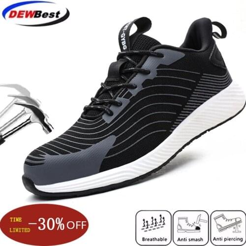 2021 Lightweight flying woven breathable work safety shoesMens protective steel-toed shoesMens safety shoesSneakers