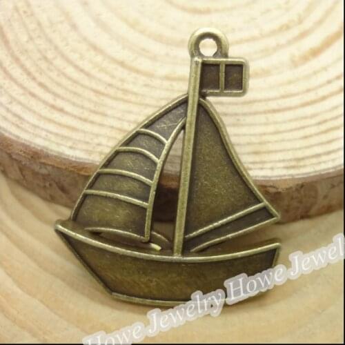 30 pcs Vintage Charms Ship Pendant Antique bronze Fit Bracelets Necklace DIY Metal Jewelry Making