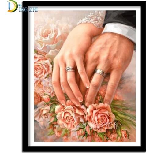 5D DIY Diamond Embroidery Rose Wedding Decor Ring Picture Diamond Painting Craft Kit Wall Art Mosaic Full Square Round Drill