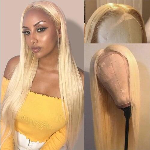 Abijale 613 Lace Frontal Wig 13x4 Blonde Lace Front Wigs Human Hair Brazilian 4x4 Closure Wig Pre Plucked Remy Human Hair Wigs