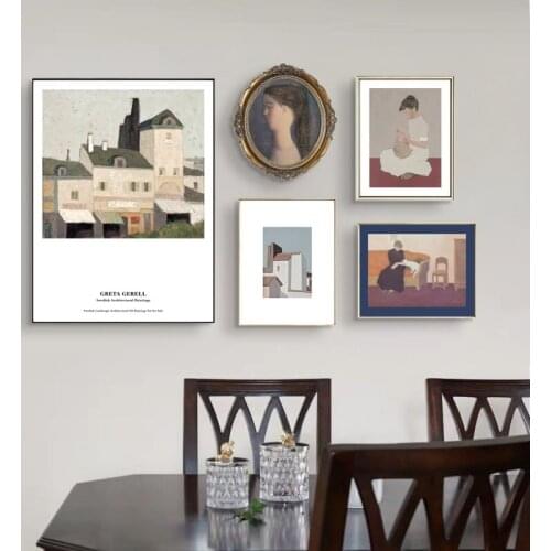 Abstract Oil Paintings Gilss Profile Lazy Cat Building Living Room Beautiful Landscape Wall Posters Home Living Room Decor