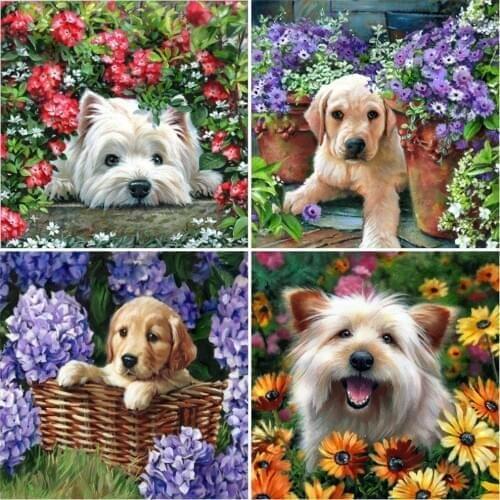EverShine 5D DIY Diamond Painting Dog Picture Of Rhinestone Diamond Embroidery Animal Full Square Mosaic Cross Stitch Handicraft
