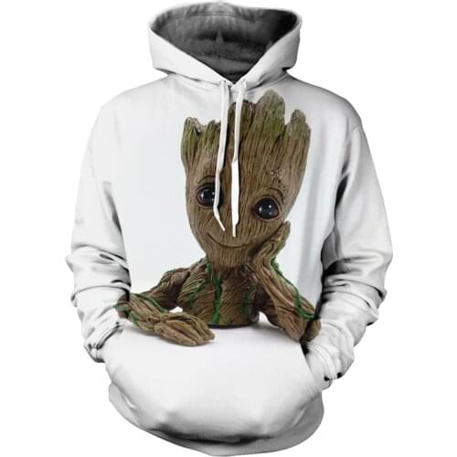 Anime Superhero Groot Movie Hoodies 3D Print Men Women White Couple Hooded Sweatshirts Hip Hop Pullover Pocket Jackets