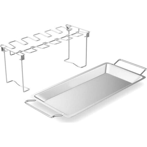 Non Stick Stainless Steel Chicken Wing Leg Rack Grill Holder Drip Pan for BBQ Quality BBQ Rib Carbon Steel Drop Shipping