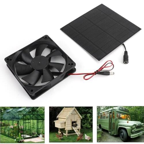 Areyourshop Solar Panel Powered Fan Mini Ventilator For Greenhouse Pet Dog Chicken House