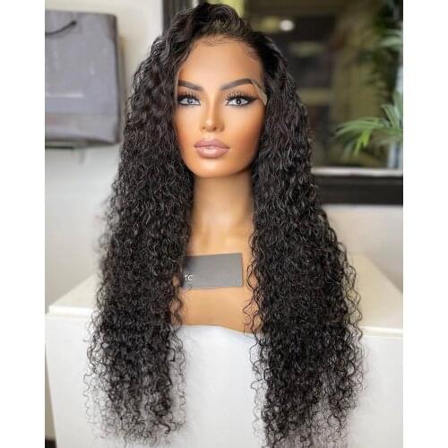 Glueless Curly Lace Front Synthetic Wigs for Women with Baby Hair Long Black Hair Heat Resistant Fiber Lace Wig Bleacked Knots