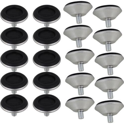 Black 40mm Dia Base M8 x 15mm Adjustable Furniture Leg Table Leveling Feet Pad Pack of 20