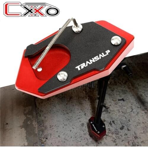 CNC Aluminum Motorcycle Kickstand Side Stand Enlarge Extension For honda TRANSALP 600 650 700 XLV 600 650 700 TRANSAL