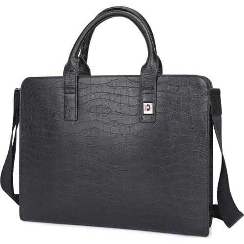 Luufan Genuine Leather Business Office Bag Men 13'' Laptop Bag Mens Bags Briefcase Black Bag Briefcase Messenger Bags For Men