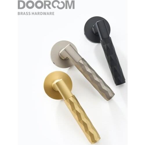 Dooroom Brass Door Lock Set Modern Black Nickel Knurling Interior Bedroom Bathroom Double Wood Door Lever Dummy Privacy Passage