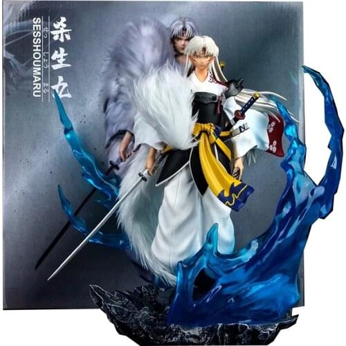 Inuyasha Figure GK Inuyasha Sesshomaru Action Figure 1300# Inuyasha Figurine Statue Anime Collectible Model Doll Toys 31cm