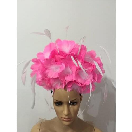 Carnival feather headwear for girls party dancing performance female clothes bow hair headdress dance feather headpiece costume