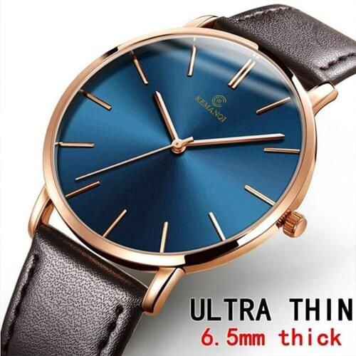 Hot Sale Men Sports Watches Luxury Mens Quartz Analog Display Date Watches Casual Genuine Leather Swim Watch Thin