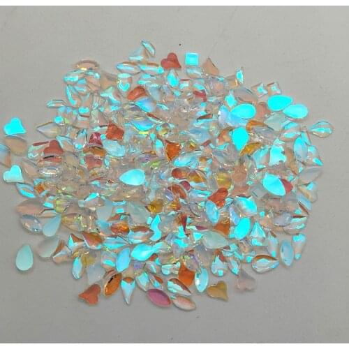 1440pcs/bag Aurora Symphony Transparent Diamond Flatback Non Hot Fix Rhinestones Glue On Nail Art Decorations Design