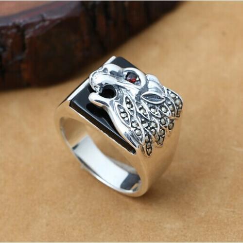 NEW 925 Silver Leopard Ring Male Ring Vintage Thailand Silver Leopard Man Ring Animal Symbol Ring