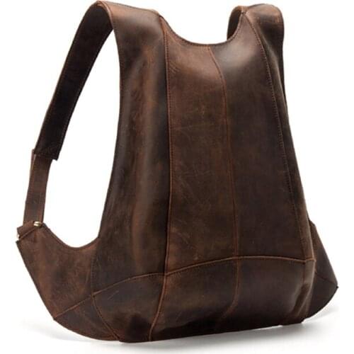 Luufan Crazy Horse Leather Anti Theft Backpack Unique Design Women Female Backpack Outdoor School Bag FashionLeather Backpacks