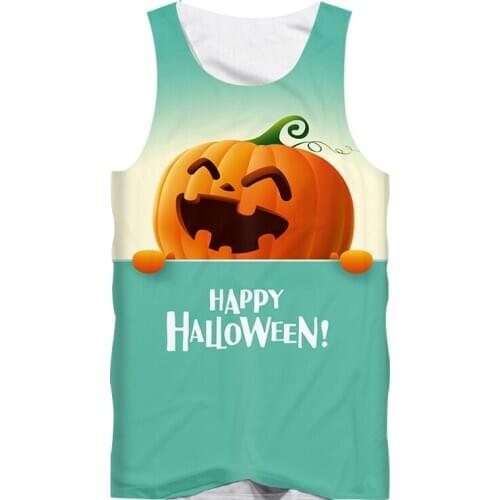 IFPD EU Size Halloween Tank Tops New Style Women/Men 3D Printed Hip Hop Vest Punk Sleeveless Tee Pumpkin Head Happy Halloween
