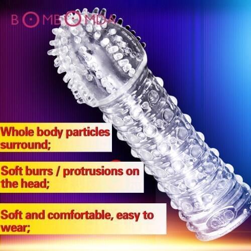 Reusable Condoms Silicone Penis Sleeve Clitoris Stimulation Sex Toys for Couples Textured Extender Erection Condoms Erotic Toys