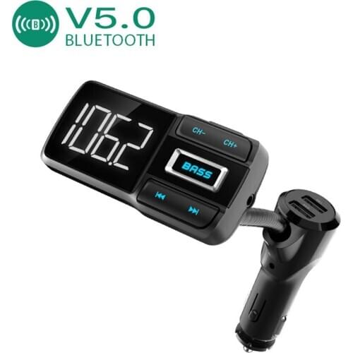 BT77D Car Bluetooth MP3 Player V5.0 Version Transmitter One Button BASS Subwoofer Car Hands-free FM Modulator 5V 3.4A Car Charge