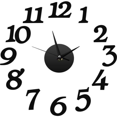 DIY Wall Clock 3D Decoration Sticker Acrylic Mirror Clocks Home Kitchen Office Decor Clocks Free Shipping