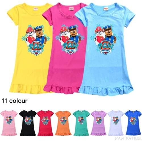 New Paw Patrol Cotton Nightdress Little Teen Girl Pajamas Dresses Children Cartoon Summer Nightgown Home Clothes Kids Sleepwear