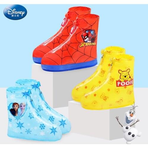 New Disney cartoon frozen Childrens Rain Boot Cover Spiderman Waterproof Student Portable Antifouling Baby Shoe Cover