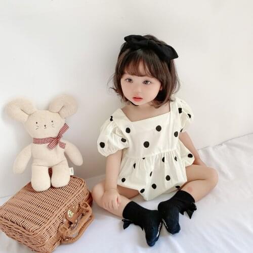 Newborn Baby Clothes Polka Dot Girls Romper Jumpsuit Princess Baby Girls Dress Puff Sleeve Toddler Sunsuit For Girls Clothes
