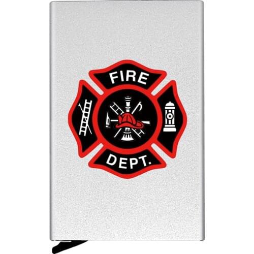 Personalized Metal Men Women Credit Card Holder High Quality Fire Dept. Printing Travel ID Cardholder Case Rfid Wallet