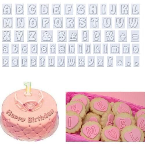 DIY Plastic Cookie Mold 64Pcs Uppercase And Lowercase English Alphabet Symbols Shape Biscuit Mould Cutter Cake Baking Tool Set