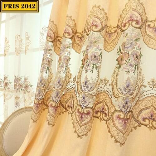 European-style Simple Embroidered Curtain Hollow Shading Finished Custom Curtains for Living Dining Room Bedroom