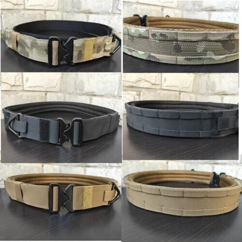 Tactical Outdoor Military Army Fighter Training Belt Black Hunting Shooter Belt Double Layer Fabrics Metal Buckle