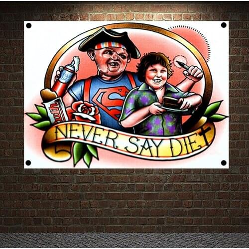 NEVER SAY DIE Tattoo Banners Vintage Canvas Painting Wall Art Print Posters Home Decor Mural Hanging Flag 4 Gromments in Corners