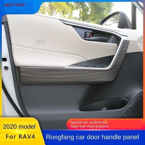 Only in 2020-For Toyota RAV4 Rong Car Door Handle Panel Stickers Interior Door Panel Light Bar Interior Trim Change Decoration