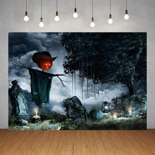 Pumpkin Scarecrow Skull Halloween Photo Backgrounds Studio Props Photography Backdrop for Children Baby Family Party Photobooth