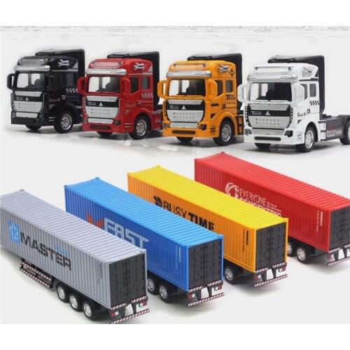 High-quality 1:48 alloy pull back container truck model,box truck and tank truck toy,high-simulation engineering truck