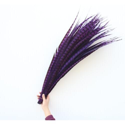 High Quality 50pcs/lot purple Lady Amherst Pheasant tail Feathers for crafts 32-36Inch/80-90CM Jewelry Wedding Decorations Plume