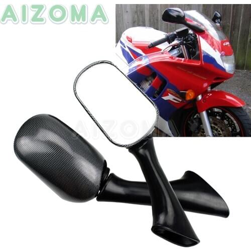2pcs/Pair Carbon Fiber Side Mirrors Motorcycle Oval Rearview Mirror For Honda CBR 600F2 1000F 1991-1999 VFR750F VFR800F1
